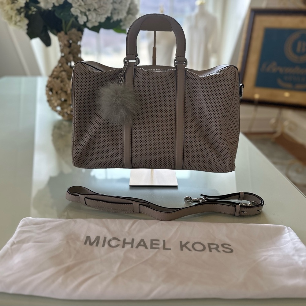 Michael Kors Taupe Perforated Travel Bag